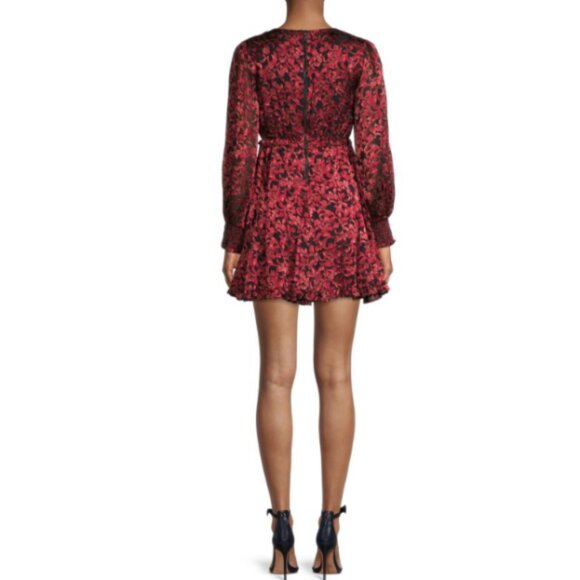 Alice + Olivia 'Briar Upstate Scroll' Burnout Mini-Dress, Deep Ruby - Picture 4 of 5